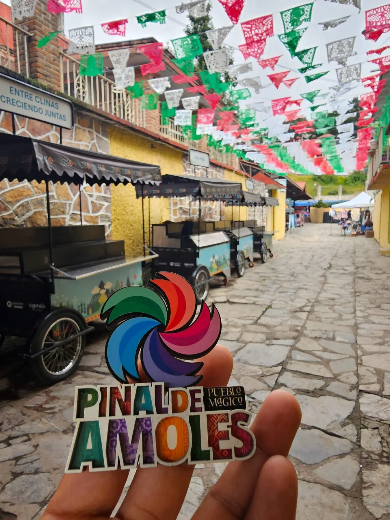Calle tradicional decorada en Pinal de Amoles